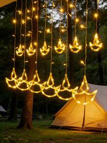 1pc 138L 3 Big Stars 3 Big Moons 6 Small Stars 8 Functions USB Curtain Light, Home Decor Star Moon Curtain Light, Party Decor LED Light, Yard Decor Moon LED Light, Room Decor Curtain Light, Camping Light, Fairy Light, Wedding Decor Light, Viral Lights, Holiday Decor Light, Ramadan Star Moon Home Decor Light - Yellow - View 1