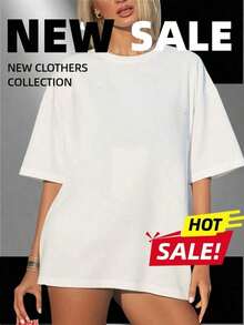 Women's Round Neck Short Sleeve Oversize Fit T-Shirt For Spring/Summer-Unisex Loose - Fit Comfortable Vintage Street - Style Cotton T - Shirt Top-Summer Casual Vintage Cotton Printed T-Shirts For Couples - 白色 - 查看 11