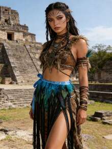 Dancing Belt Skirt Carnival Feather Belt Skirt Stage Show Feather Skirt Festival Burlesque Belt Skirt Cosplay Belt Skirt - Multicolor - View 6