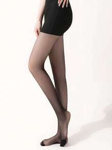 1pc Women's Ultra-Thin Fashionable Sheer Black Pantyhose - Black - View 3