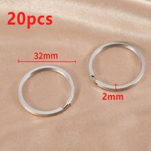 20个扁平金属开口钥匙圈，可拆卸钥匙链，扁平钥匙圈，适用于DIY钥匙链和包包配件 - 分離圈 - 查看 16