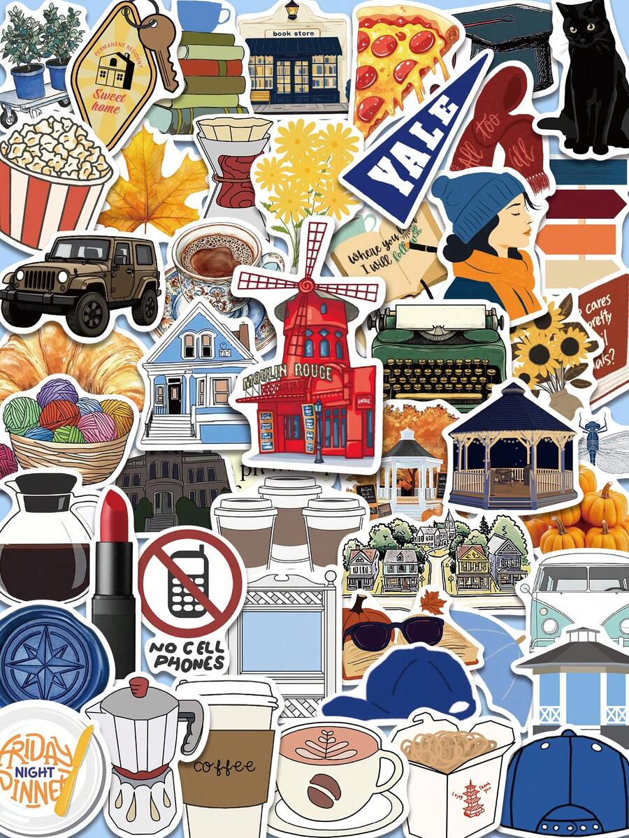 50pcs Exquisite Stickers, Winner Girl Stickers, Handmade Materials, Vinyl Stickers - Multicolor - View 1