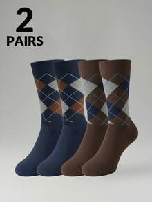 12/8/4/2/1 Pairs Men's Socks, Classic Diamond Plaid British Style Elongated Men's Mid-Calf Socks, Business Gentleman Socks - Multicolor - View 16