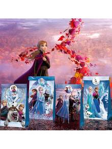 12pcs Cartoon Princess Anna Pattern Paper Bags And 2pcs Stickers, Various Themed Party Decorations And Beautiful Practical Small Gift Packaging Bags - Multicolor - View 7