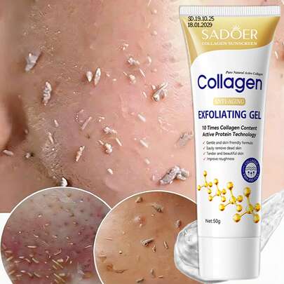 1 hộp Gel tẩy tế bào chết collagen, Mặt nạ chống nhăn, Kem tẩy tế bào chết 50g, Làm sạch nhẹ nhàng, Bổ sung collagen, Chống lão hóa, Làm sáng da, Cải thiện độ thô ráp, Làm mờ nếp nhăn, Làm săn chắc da, Quà tặng sinh nhật & ngày lễ