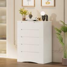 Drawer Dresser  Bedroom, Sturdy 6 Storage Drawer Chest Of Drawers,Dresser With Smooth Metal Rail For Living Room, Bedroom, Room Deocr,White - trắng - Xem 3