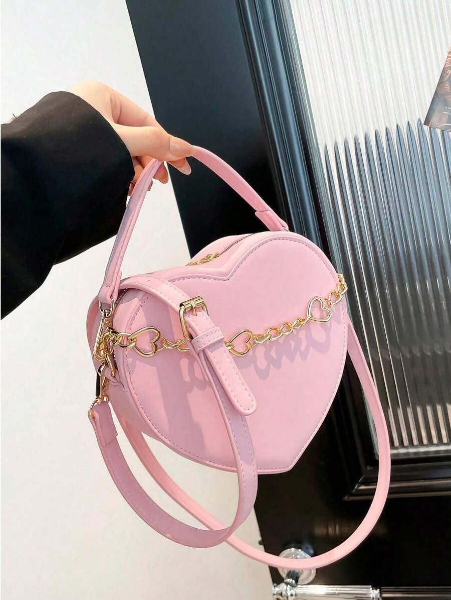 Pink Heart Purse Bags For Women Carteras Para Mujer Crossbody Shoulder Bag Wedding Party Daily Shopping Luxury Bags Summer Vacation Small Handbag - 粉色 - 查看 1