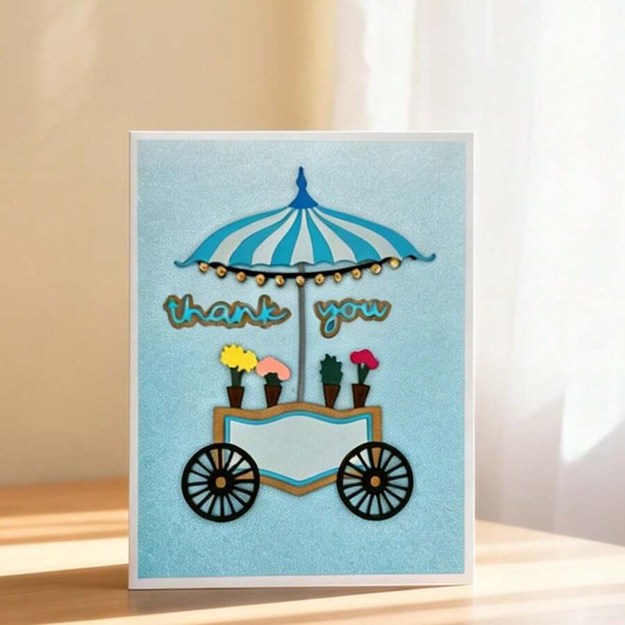 Creative Pushcart Cutting Dies, DIY Scrapbooking Album And Embossing Stencil, Greeting Card Making Tool, Card Paper Cutting Crafts ,Gift Card Making Template Die Cuts. - Silver - View 1