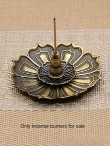 2pcs Vintage Lotus Incense Burner/Holder, Elegant And Compact Design, Suitable For Living Room, Bedroom And Other Spaces - Bronze - View 19