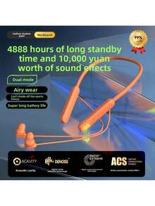 1pc Orange Neckband Headphones Sleek Modern Lightweight Ergonomic Design Soft Comfortable Material 4888 Hours Long Standby Dual Mode Acoustic Cavity Digital Noise Reduction 360 ° Surround Sound Long Battery Life Secure Fit Sports Airy Wear Wireless Neckband Headphones Daily Use Gym Workouts Outdoor Activities Travel Commutes Leisure Listening New Year's Day Celebrations Parties Valentine's Day Gifts Easter Gatherings Mother's Day Presents Father's Day Gifts Memorial Day Trips Stylish Versatile Comfortable Wearable Audio Device Men Women Teens High-Quality Sound Effects Digital Sound Enhancement Technology Easy To Operate Portable Neckband Headphones Sports Enthusiasts Daily Entertainment Work Commutes BNGY - trái cam - Xem 9