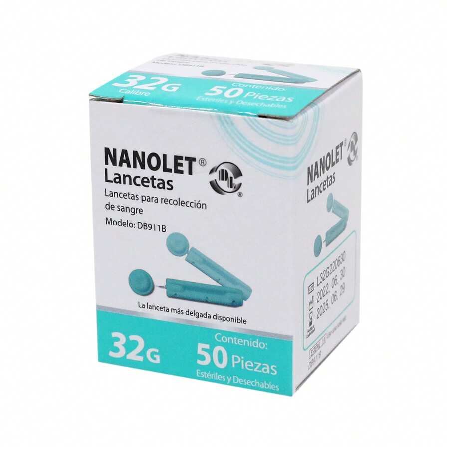 Lancetas de punta fina ultra delgadas. Calibre 32G para Punción 50 Piezas marca Dl Compatibles con la mayoría de los dispositivos de punción. - 50pz - Ver 1