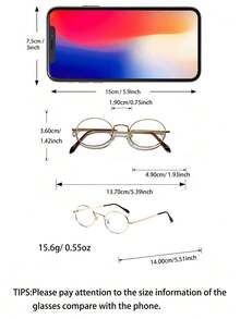 1副/2副复古男士椭圆形小框书呆子眼镜，透明镜片，适合日常佩戴 - 無色 - 查看 2