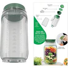 Green Salad Container, Mason Jar With Side Opening And Leak-Proof Lid, Microwave/Dishwasher/Fridge - Sealed Salad Container With Dressing Pot, Stackable Creative Design, Suitable For Meal Prep, Lunch, Dinner, Office Use, Salad Pod, Vertical Layering Salad Pod - Multicolor - View 6
