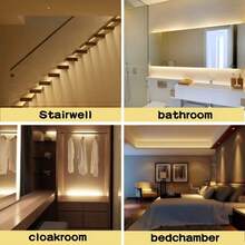 Strisce luminose a LED ad alta luminosità, alimentate tramite USB, con controllo a pulsante, strisce di illuminazione flessibili per decorazioni di sfondo, facile installazione, adatte per retroilluminazione TV, camera da letto, soggiorno, corridoio, cucina, decorazione fai-da-te - Bianco - Visualizzare 8