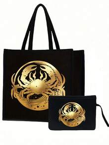 Bộ 12 túi tote vải lanh đen in hình cung hoàng đạo, túi đeo vai tối giản dung tích lớn kèm túi đựng mỹ phẩm di động, túi đựng đồ dùng hàng ngày, túi mua sắm đa năng, túi quà tặng cá nhân hóa hoặc túi đựng bữa trưa - Thiết kế hoàn toàn mới. Túi xách hai quai xách kiểu cặp sách. Thích hợp cho mua sắm, công sở, đi học. - Nhiều màu - Xem 13
