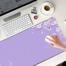 1个柔软可爱的淡紫色樱花鼠标垫，营造治愈少女氛围的桌面垫，大号防滑办公及游戏键盘垫 - 長方形 - 查看 3