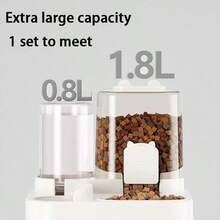 1pc Cat Feeder With Food And Water Bowls, Dry And Wet Food Separation, Pet Feeding And Drinking Station, Easy To Clean, Suitable For Various Pets To Supplement Water And Healthy Feeding, Durable Pet Feeding Supplies - 2L - View 5