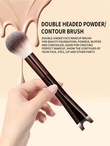 1支双头化妆刷 - 散粉刷和鼻部轮廓刷，美妆工具 - 彩色 - 查看 3