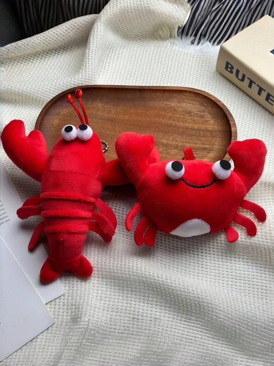 1pc Plush Crayfish/Crab Pet Doll, Biting Dog Doll, Ocean Animal Crayfish Pet Doll, Crab Cat Interactive Pet Doll, Interesting Red Crayfish Crab Animal Pendant Cartoon Children Gift, Cute Realistic Marine Crayfish Crab Ocean Interesting Keychain, Red Crayfish Plush Keychain, Plush Crayfish Soft Stuffed Animal Mini Plush Pet Doll - Multicolor - View 1