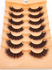 HBZGTLAD 7 Pairs Natural & Fluffy False Eyelashes, Thick & Wispy Cat Eye Lashes, Densely Packed Faux Mink 3D Fluffy Russian Lashes, Reusable For Daily Wear & Practice - Natural Lashes - View 11