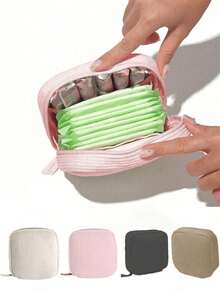 Large Capacity Sanitary Pad Storage Bag, Multi-Functional Portable Storage Box, Coin Purse And Mini Cosmetic Bag, Pad Storage Bag, Tampon Bag, Women's Supplies Bag, Casual Style, Polyester Material, Perfect Storage Solution And Great Gift - Multicolor - View 1