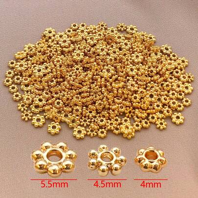 30pcs 18K Gold Spacer Beads Metal Loose Beads Snowflake Flower Charm Beads Spacers For DIY Necklace Earring Bracelet Jewelry Making Accessory
