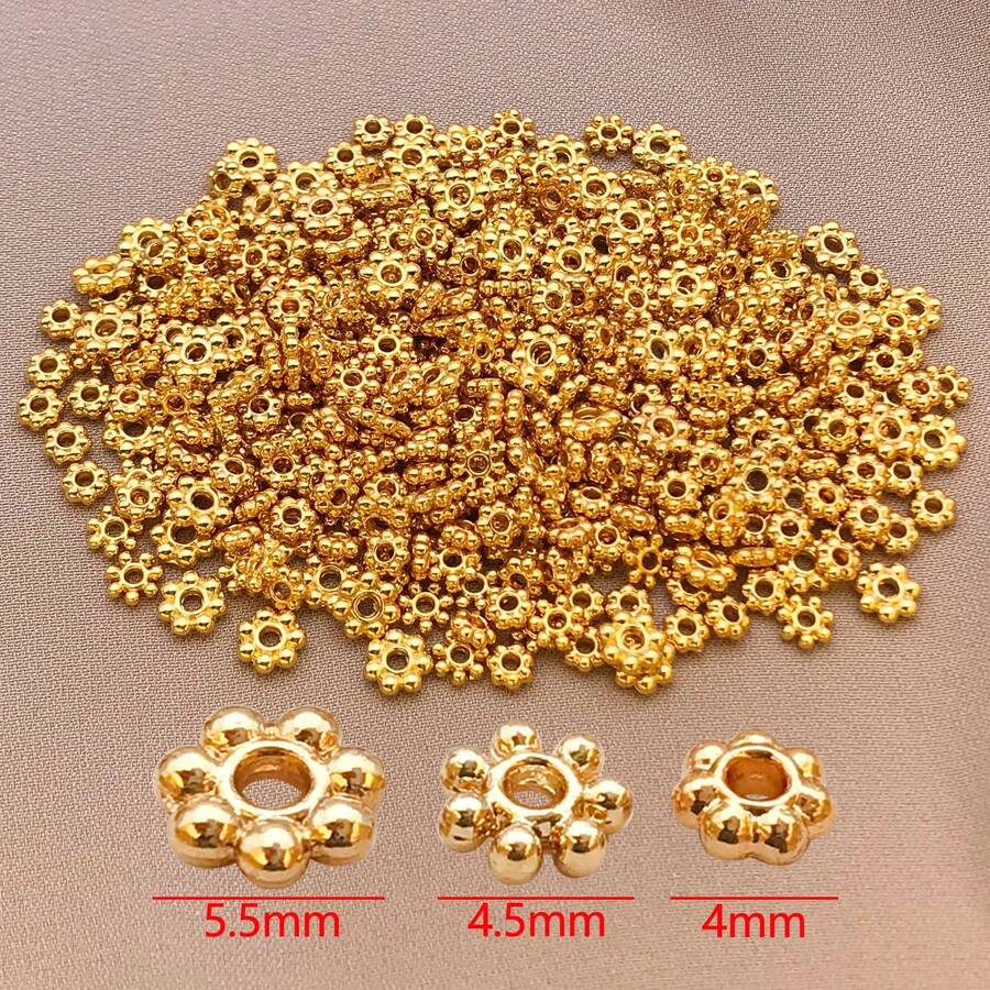 30pcs 18K Gold Spacer Beads Metal Loose Beads Snowflake Flower Charm Beads Spacers For DIY Necklace Earring Bracelet Jewelry Making Accessory