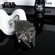 StarWars 星球大战官方授权钥匙扣 - 非常适合装饰背包和车钥匙，也是送给朋友和星球大战粉丝的理想礼物 - X翼星际战斗机、千年隼号、曼达洛头盔 - 銀色 - 查看 7