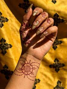 8 Sheets Of Complex Mandala And Geometric Pattern Temporary Tattoo Stickers - Elegant Brown Ink Body Art Stickers With Floral, Diamond, And Decorative Patterns, Waterproof Self-Adhesive Tattoos, Suitable For Adults And Teenagers, Perfect For Festivals, Parties, Beach Days, And Bohemian Daily Styling, Multiple Design Sets(8pcs/4pcs) - Brown - View 3