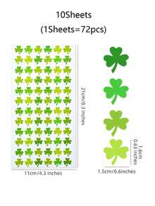10张圣帕特里克节贴纸，三叶草贴纸，小型圣帕特里克节贴纸，自粘绿色三叶草贴纸标签，适用于爱尔兰圣帕特里克节派对装饰礼品用品 - 彩色 - 查看 7