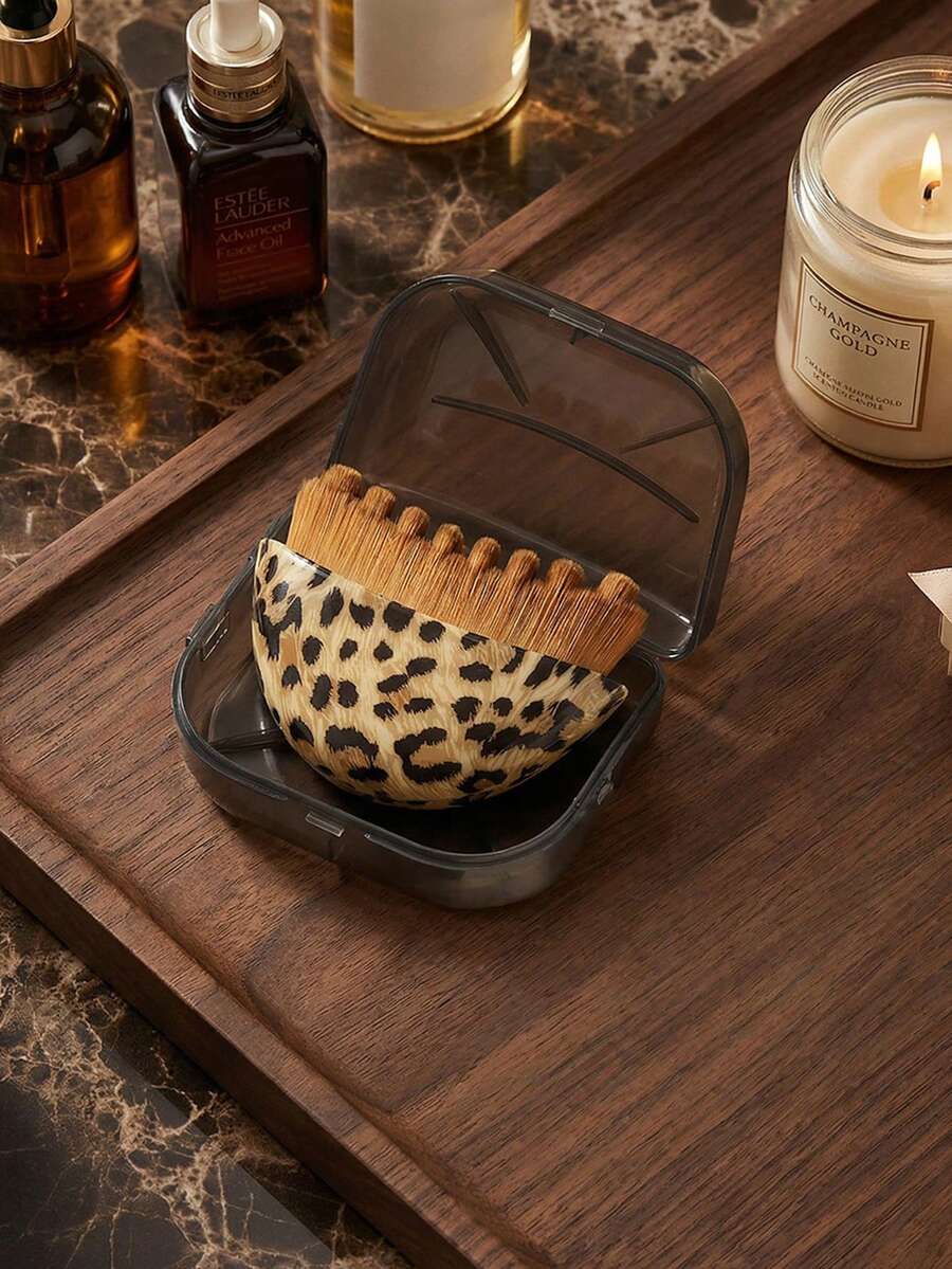 2pcs/1pc Leopard Print Lymphatic Contour Face Brush, Massage Eye & Neck Care Brush, Soothing Contour Lifting Neck Brush - Multicolor - View 1