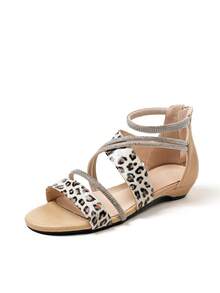 Solid Color Fashion New Women's Shoes, Rear Zipper, Adjustable Elastic Strap, Versatile, Leather Material, Comfortable & Flattering, Suitable For Music Festivals, Halloween - Brown - View 7