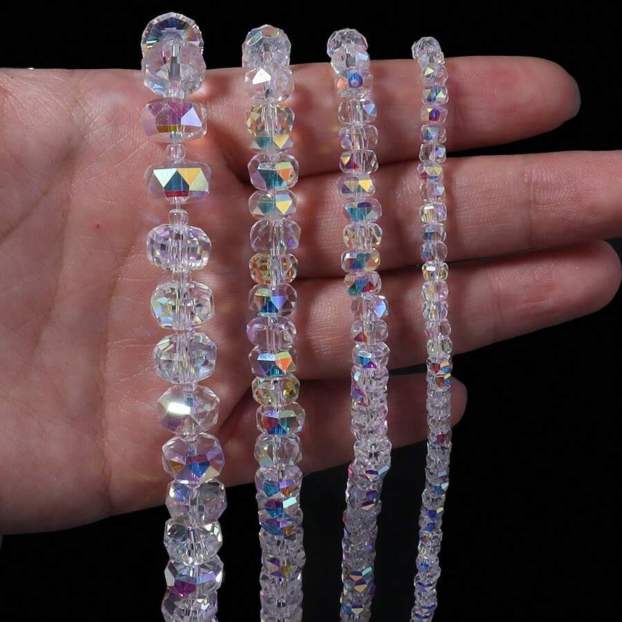 4/6/8/10mm 彩色多色輪狀立方玻璃珠 刻面圓形散珠 DIY 手鍊珠寶手工配件