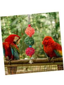 4件套鸟类鹦鹉玩具套装，觅食玩具，笼内训练玩具，彩色咀嚼悬挂铃铛玩具，仓鼠攀爬梯秋千玩具，适用于金刚鹦鹉、长尾鹦鹉、锥尾鹦鹉、玄凤鹦鹉、爱情鸟，颜色随机 - 彩色 - 查看 4