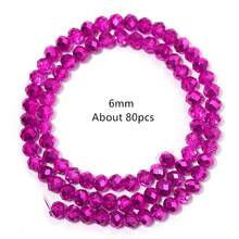 57/80/100颗刻面水晶玻璃珠 4-8毫米 紫红色半银色圆片隔珠，用于珠宝制作、手链项链工艺 - 紫紅色 - 查看 9