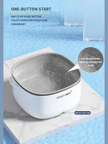 Máquina de limpieza automática de frutas y verduras, purificador eléctrico de alimentos para lavar frutas, verduras, arroz, pasta, carne, con cesta de drenaje (blanco) - Multicolor - Ver 7