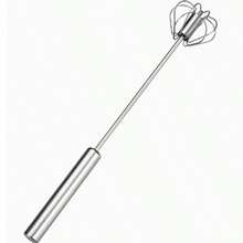 Stainless Steel Semi-Automatic Rotary Egg Beater, Kitchen Baking Tool Stainless Steel Manual Press Egg Beater - Silver - View 9