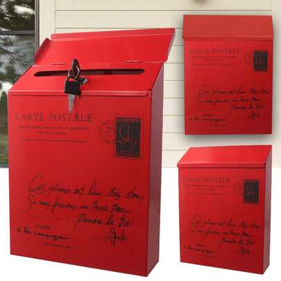 Large Wall Mounted Metal Mail Box Lockable-Letter Post Outdoor With 2 Keys