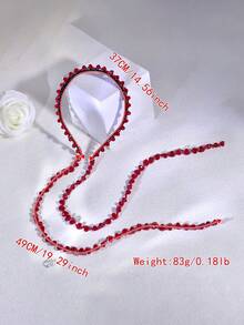 1pc Red Crystal Tassel Bridal Headband, Suitable For Party, Evening Gala, Wedding, Holiday Events