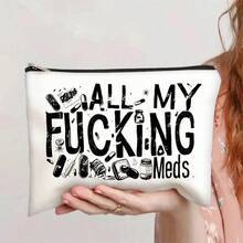 Canvas Zipper Bag For Makeup, Stationery & Toiletries - Compact & Durable Cosmetic Pouch - túi đựng thuốc - Xem 3