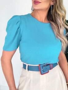 WOMEN'S BLOUSE SHORT SLEEVE PRINCESS PUFANTE DUNA - verde menta - Ver 2