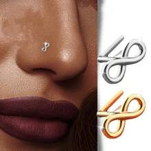 SENLANSP 1pc Women's Faux Body Piercing Jewelry Nose Stud + Infinity + Infinity Symbol + Figure 8 + Blessing + Guardian + Y2K, Stainless Steel Gift For Valentine's Day, Music Festival, Mother's Day, Wedding Season, Hypoallergenic - Figure 8 Nose Piercing - View 3