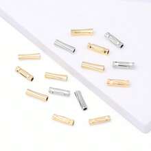 2pcs Copper Faceted Hollow Tube Beads, Designed For DIY Bracelet, Necklace, Jewelry Making - DIY - View 3