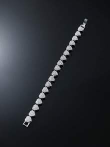 1pc Women's 11mm Wide Full Crystal Heart Pendant Necklace & Bracelet Set - Style a - View 10