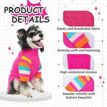 1pc Dog Winter Sweatshirt, Warm Knitwear For Medium To Large Dogs, Elastic Dog Winter Jacket, Pet Cold-Proof Sweatshirt, Dog Hoodie, Classic Cable Knit Sweatshirt - Rose Red - View 4