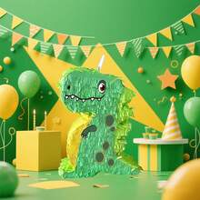 4件套恐龙造型皮纳塔，动物主题皮纳塔，适合生日派对、派对装饰、趣味装饰皮纳塔、派对用品、拍照道具，包含球棒和眼罩 - 綠色 - 查看 3