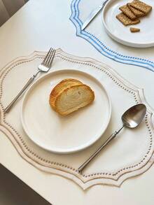 1/4/6/12件装波浪刺绣纯色椭圆形餐垫，清新简约风格，适用于厨房、餐桌、杯子、碗、盘子，防滑垫，适合节日、派对、生日、婚礼、晚宴、办公室、家庭、宿舍、摄影背景等各种场合，四季皆宜。 - 彩色 - 查看 10