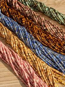 多色天然石隔珠，扁平椭圆形，非常适合制作项链、手链等首饰，DIY手工饰品。3*2毫米，约190颗。 - 彩色 - 查看 4