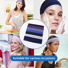 5pcs/40PCSHeadbands Polyester Non Slip Elastic Sweat Hairbands Soft Fabric Stretch Wide Short Hair Bands For Girls Yoga Workout Running Women Head Scarf Elegant Hair Accessories Causal Sweatband - Multicolor - View 2