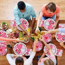 24pcs Pink Paper Plates, Cups, Napkins, Valentine's Day Party Tableware Set, Heart Shaped Plates, Disposable Cake & Dessert Plates, Suitable For Wedding, Engagement, Anniversary, Daily Meals, Birthday, Holiday, Picnic, School, Office, Home Use - Black - View 10
